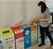 Woman sorting recycling