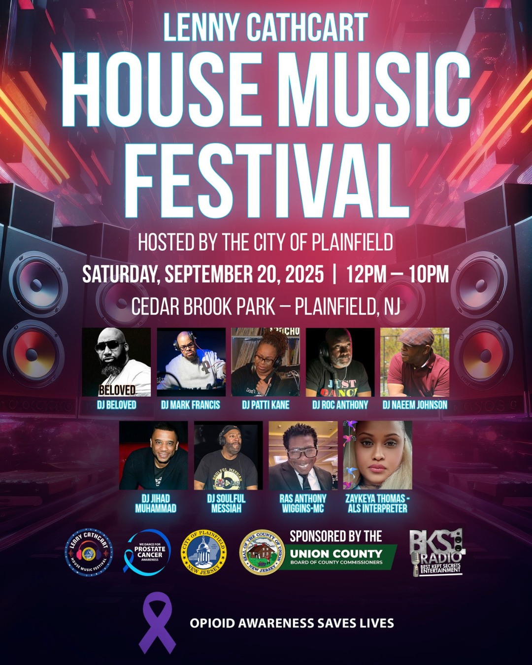 House Music Festival Poster with names and photos of participating artists and sponsors